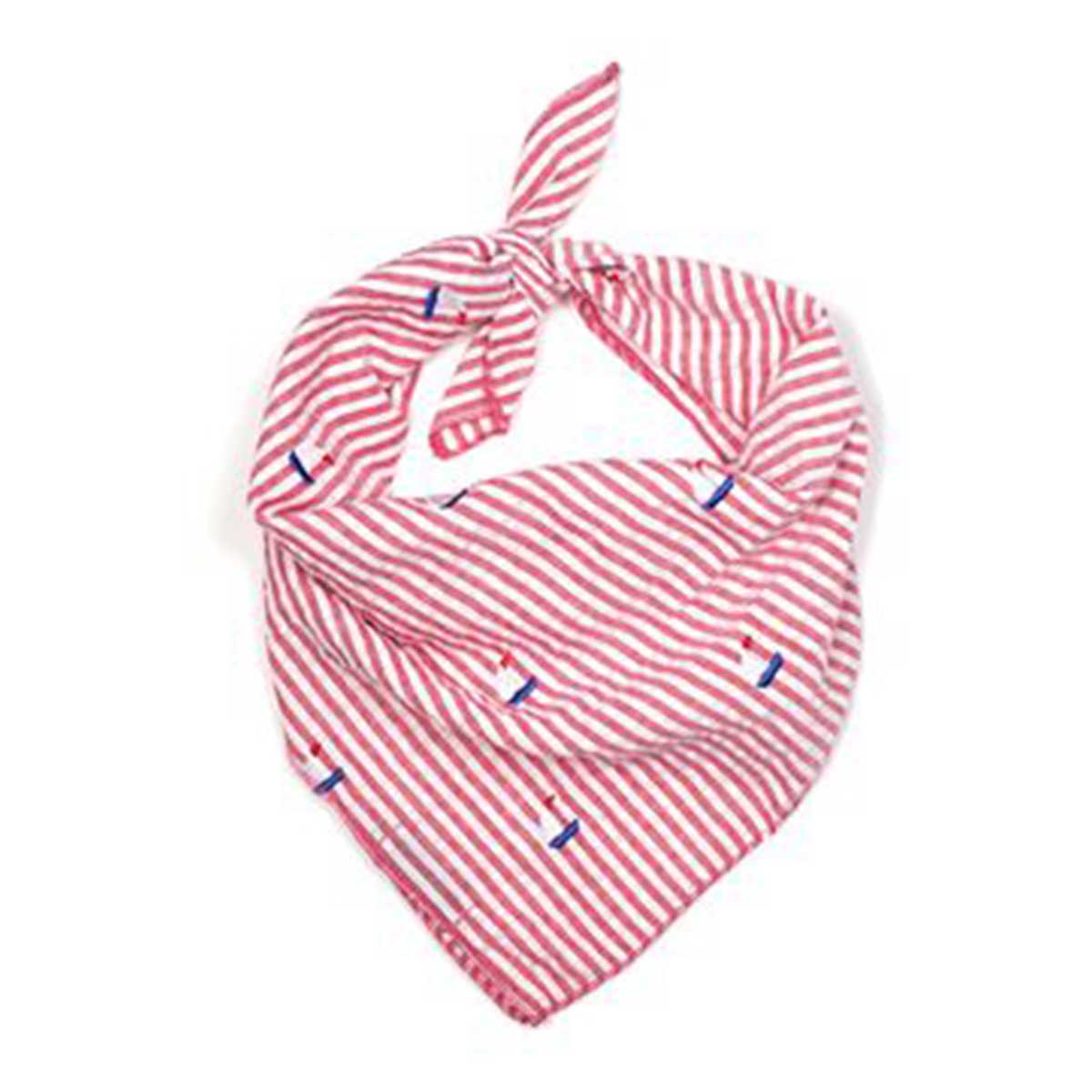 Red Stripe Sailboat Tie-On Bandana | Pawlicious & Company