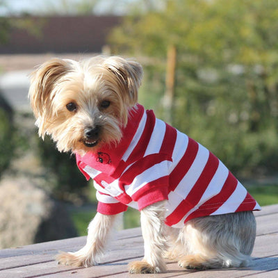 100% Red Striped Dog Polo Shirt | Pawlicious & Company
