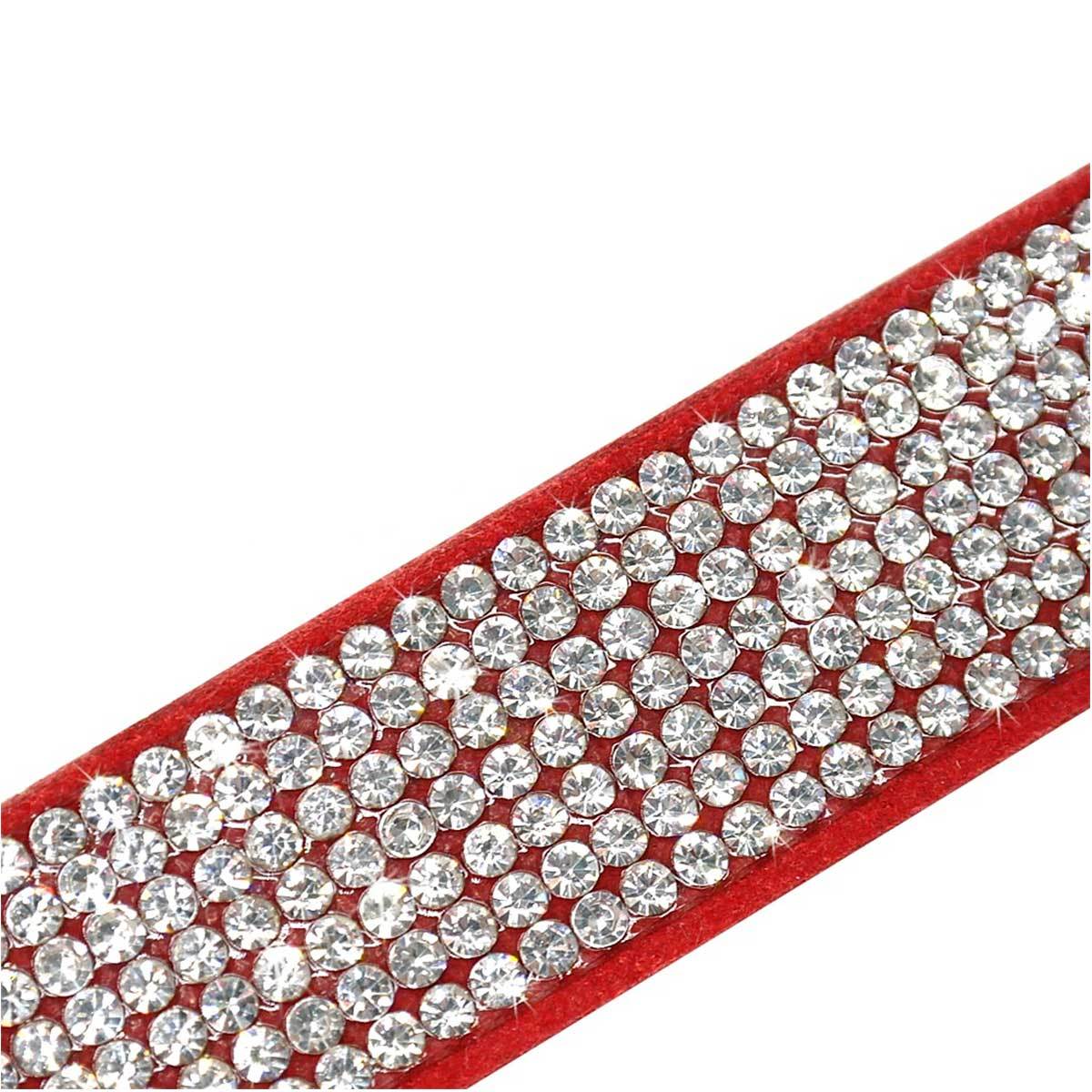 Red Suede Dog Collar with Bow and Bling | Pawlicious & Company
