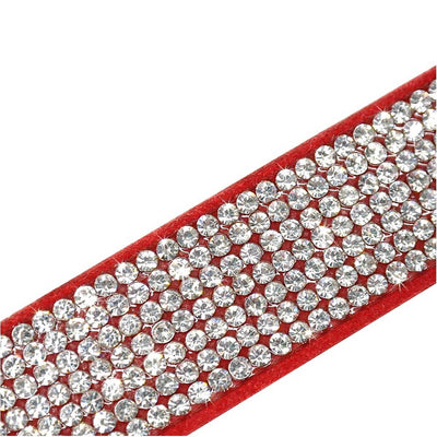 Red Suede Dog Collar with Bow and Bling | Pawlicious & Company