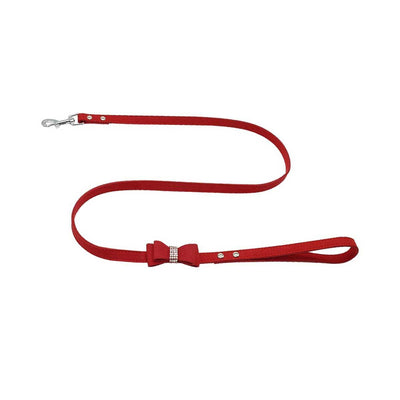 Red Suede Dog Leash with Bow and Bling | Pawlicious & Company