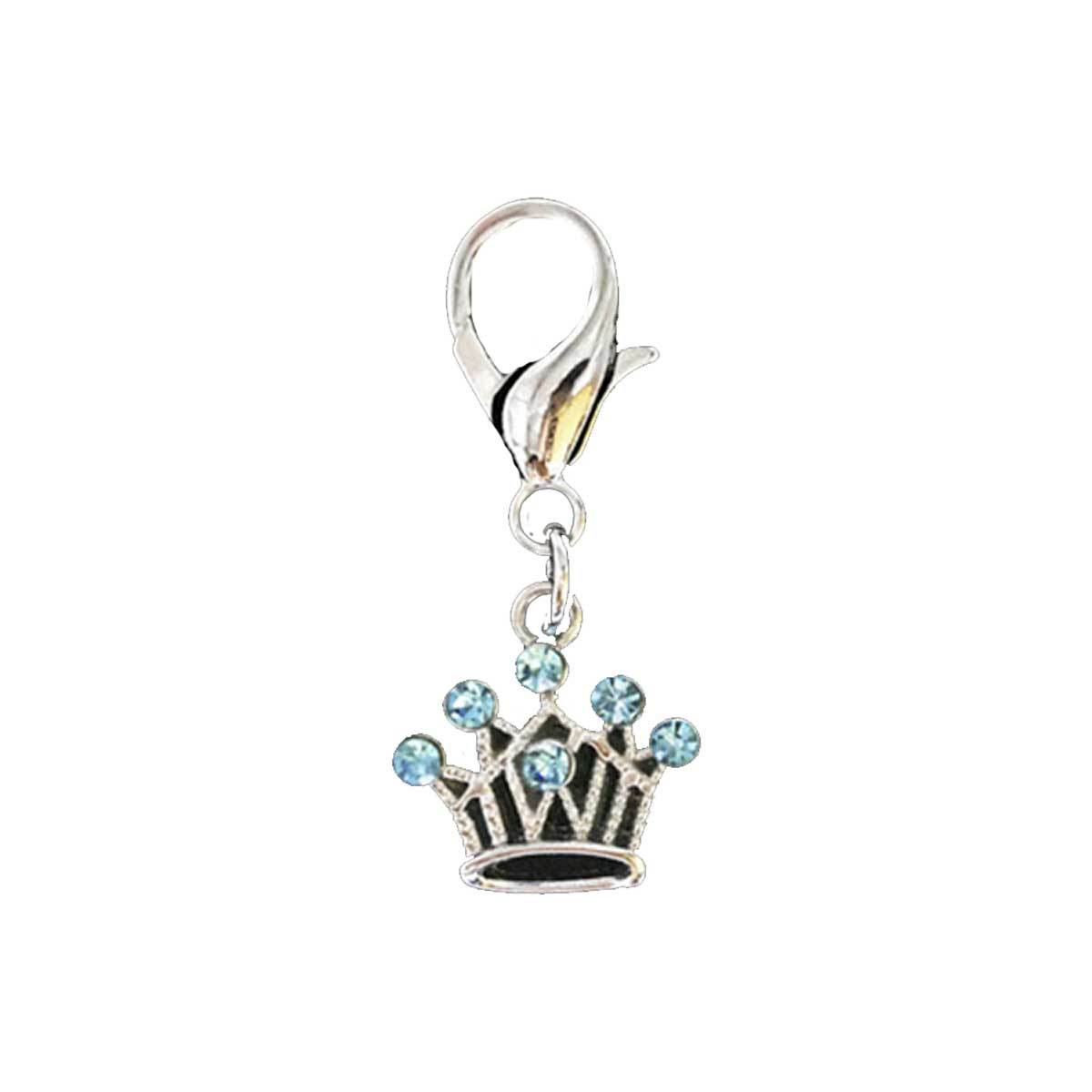 Rhinestone Blue Crown Dog Collar Charm | Pawlicious & Company