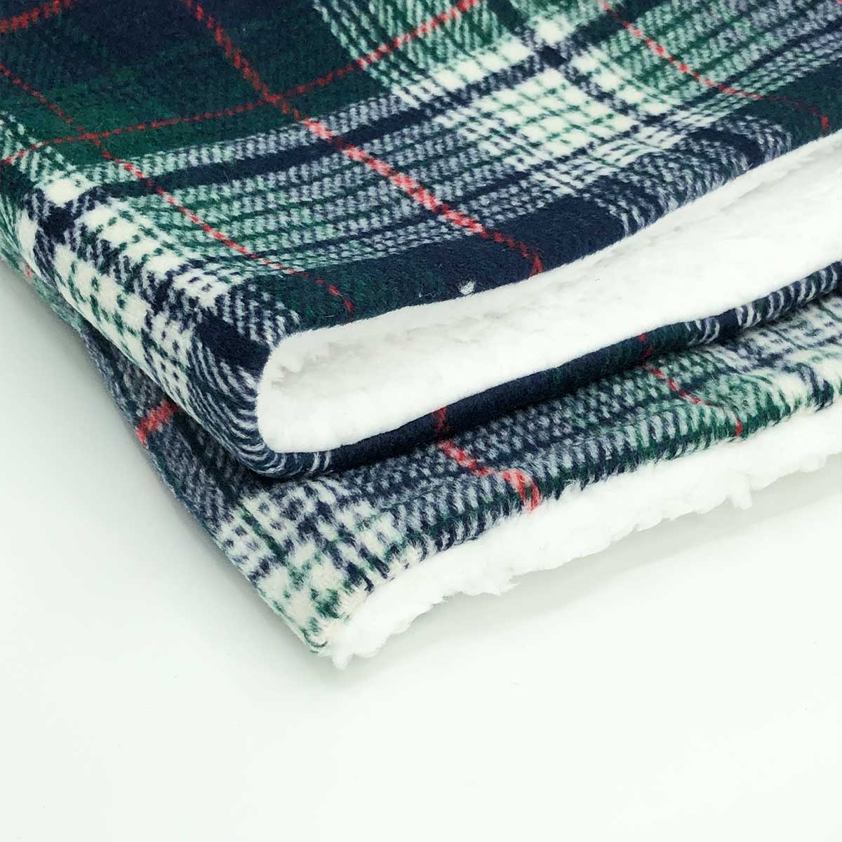 Sherpa Lined Pet Blanket in Blue & Green | Pawlicious & Company