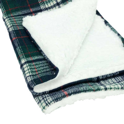 Sherpa Lined Pet Blanket in Blue & Green | Pawlicious & Company