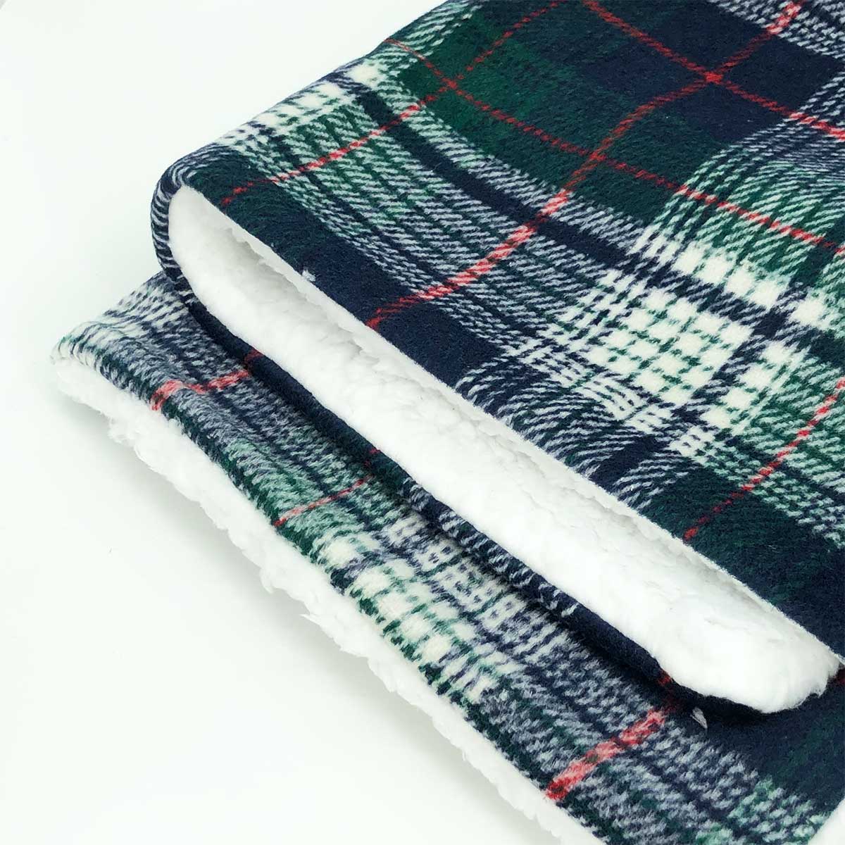Sherpa Lined Pet Blanket in Blue & Green | Pawlicious & Company