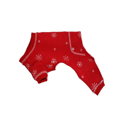 Snowflake Longjohn Dog Pajama in Red | Pawlicious & Company