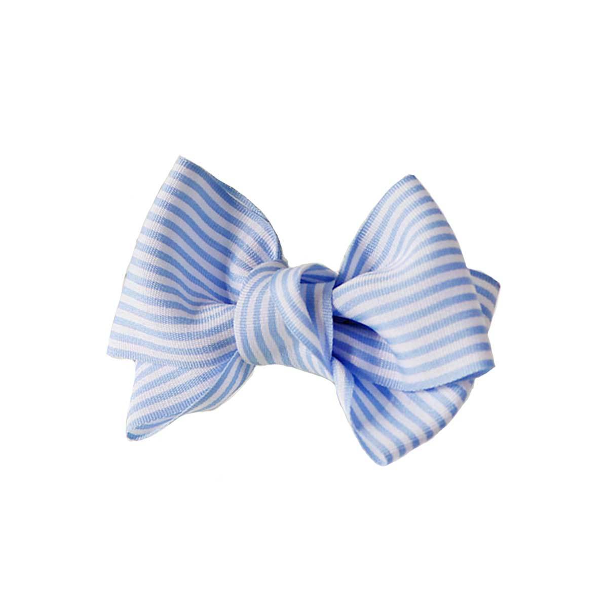 Stripe Dolly Dog Hair Bow in Blue | Pawlicious & Company