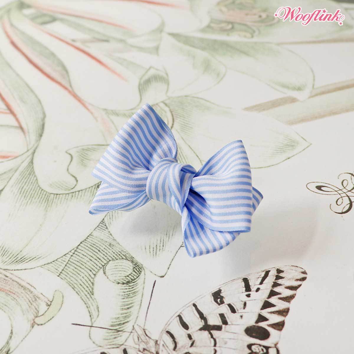Stripe Dolly Dog Hair Bow in Blue | Pawlicious & Company