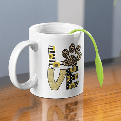 Sunflower Leopard Floral Paw Love Mug | Pawlicious & Company