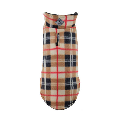 Tan Plaid Fargo Fleece Reversible Pet Jacket | Pawlicious & Company