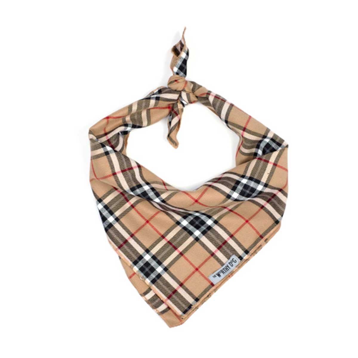 Tan Plaid Tie-On Bandana | Pawlicious & Company