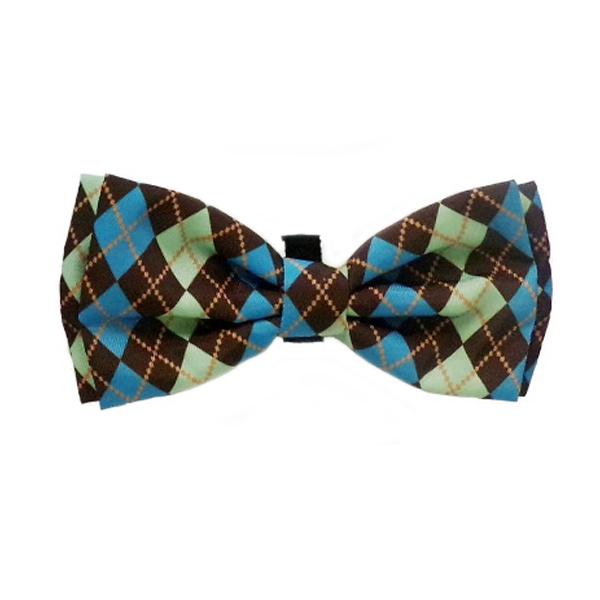 Teal Argyle Dog Collar Bow Tie | Pawlicious & Company