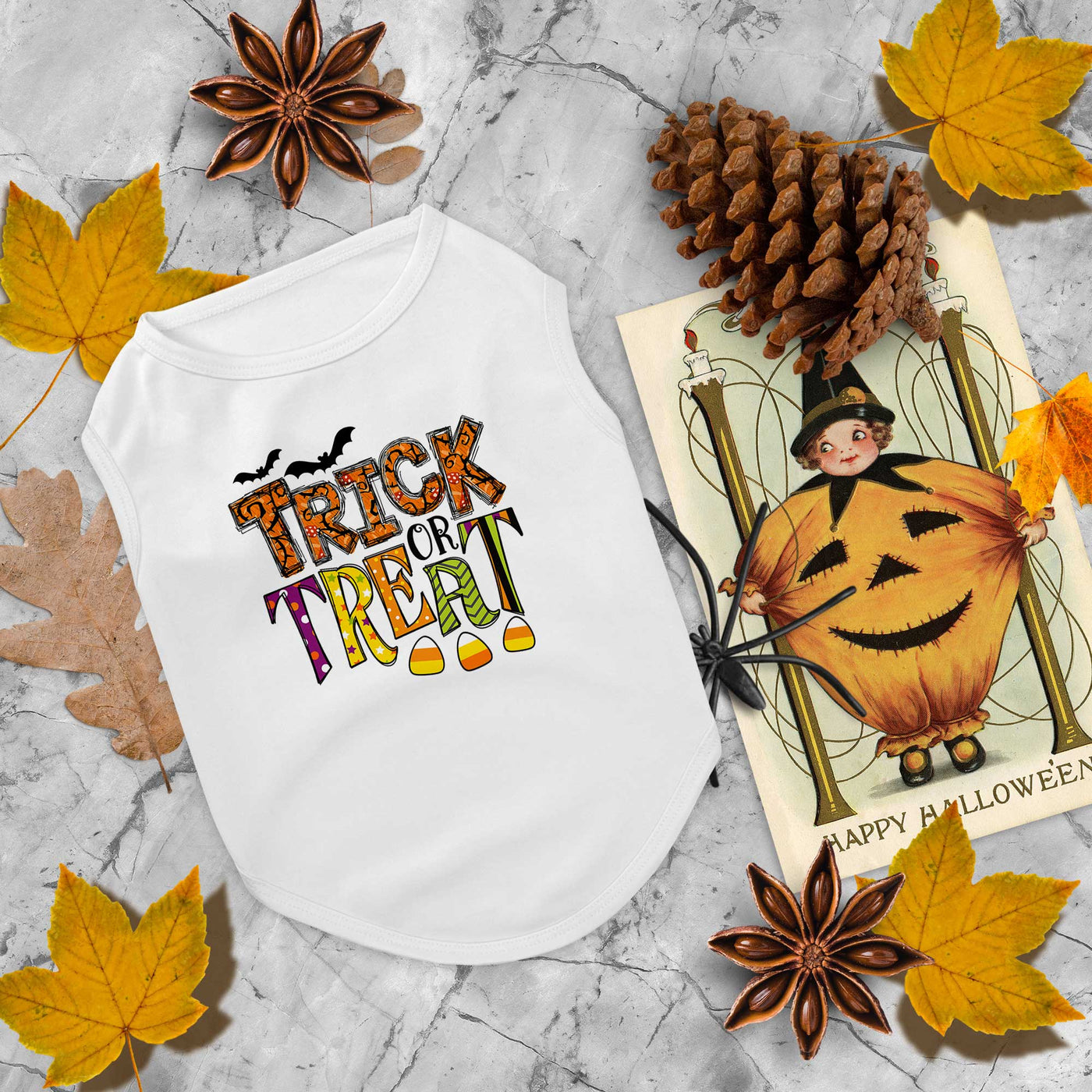 Trick or Treat and a Little Batty Pet Tee Shirt | Pawlicious & Company