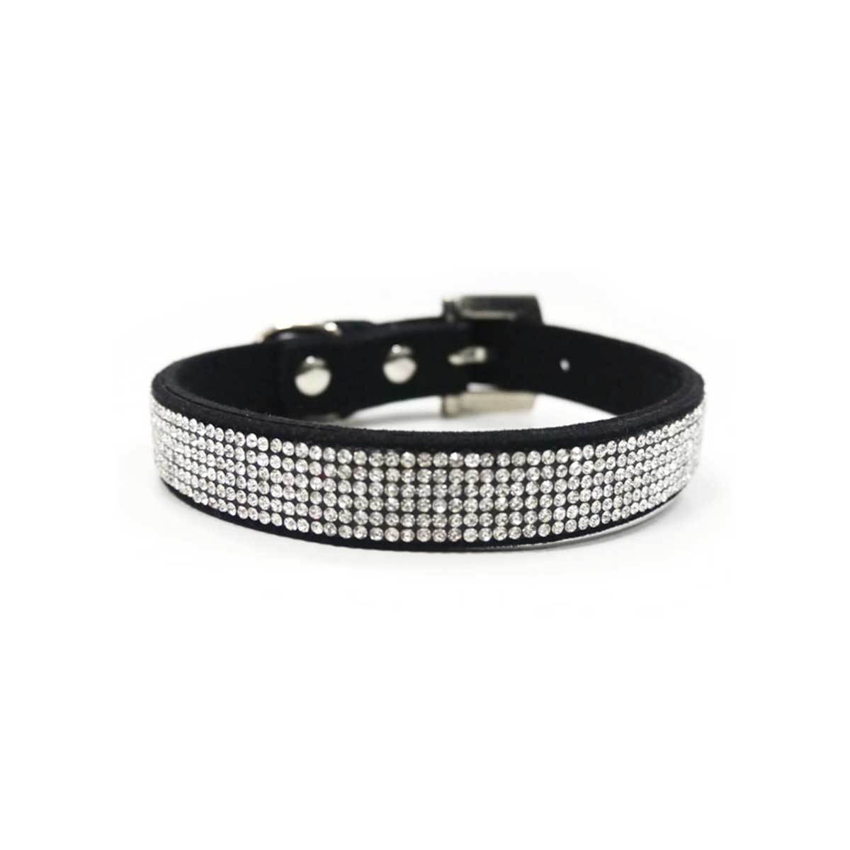 VIP Bling Collar in Black with Rhinestone Studded Buckle | Pawlicious & Company