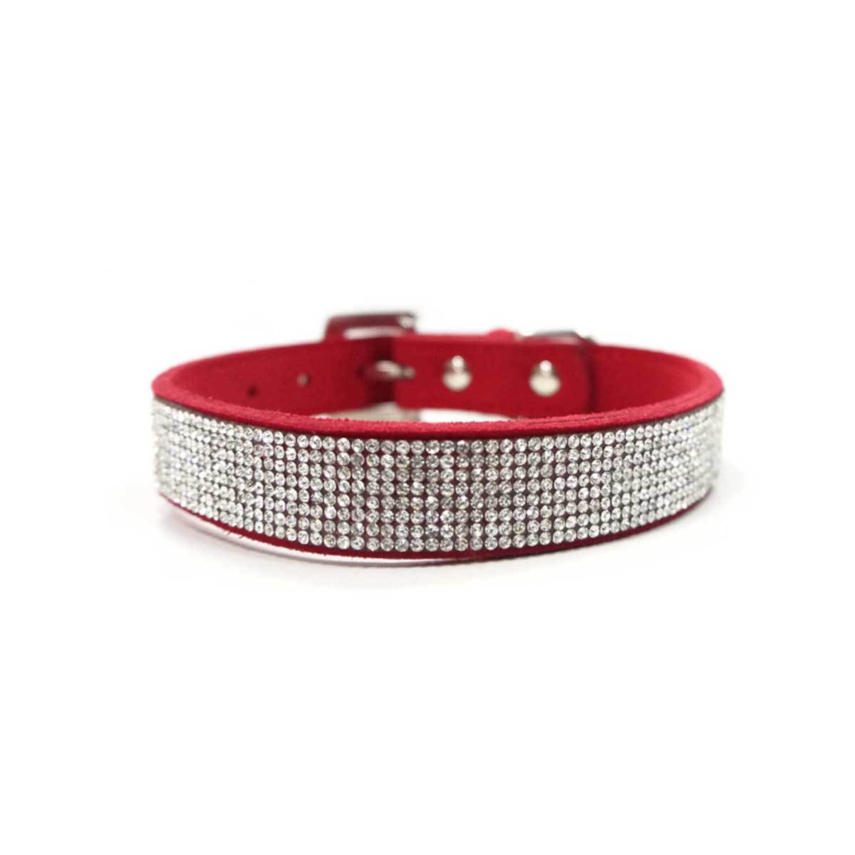 VIP Bling Collar in Red with Rhinestone Studded Buckle | Pawlicious & Company