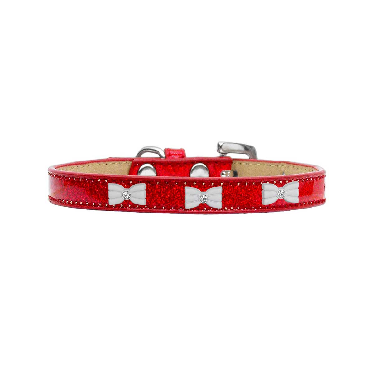 White Bow Widget Pet Collar in Red Ice | Pawlicious & Company