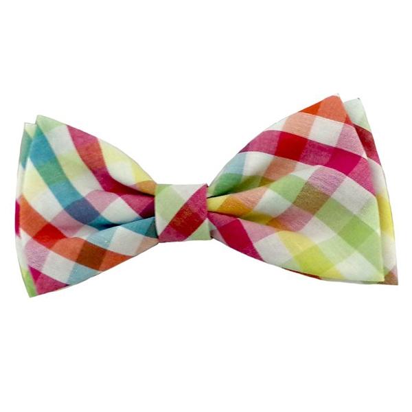 Yellow & Orange Check Dog Collar Bow Tie | Pawlicious & Company